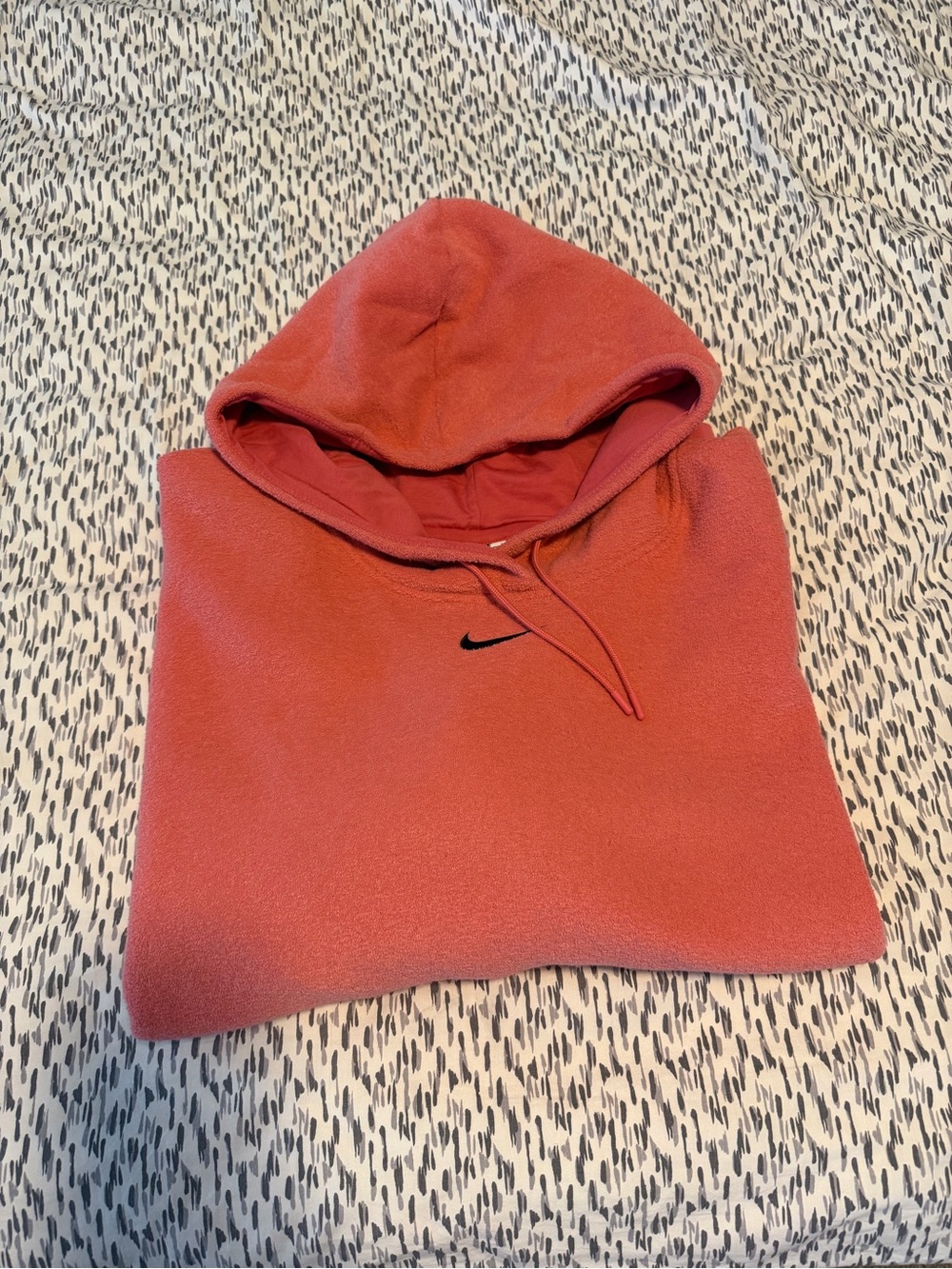 Nike Coral/Salmon Crewneck Hoodie with Black Swoosh Teddy
